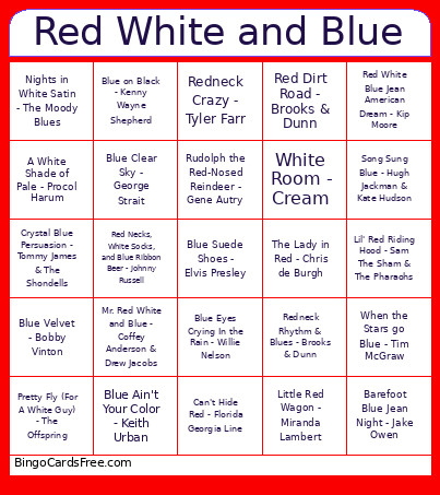 Red White And Blue Bingo Card
