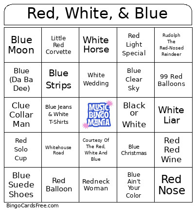 Red, White, & Blue Bingo Card