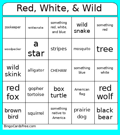Red, White, & Wild Bingo Card