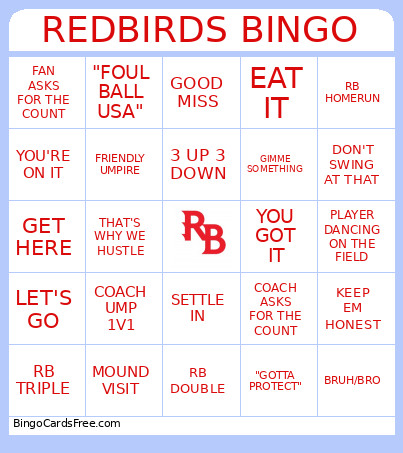 REDBIRDS BASEBALL Bingo Card