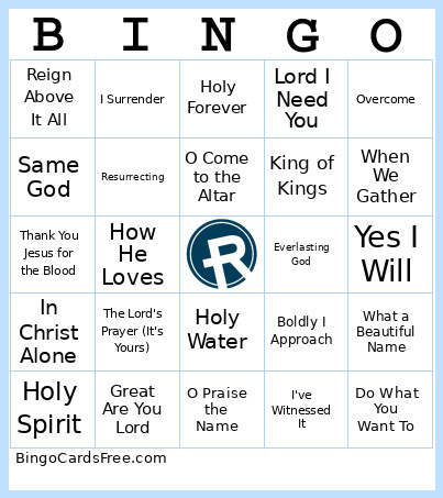 Redemption Worship 2025 Bingo Card