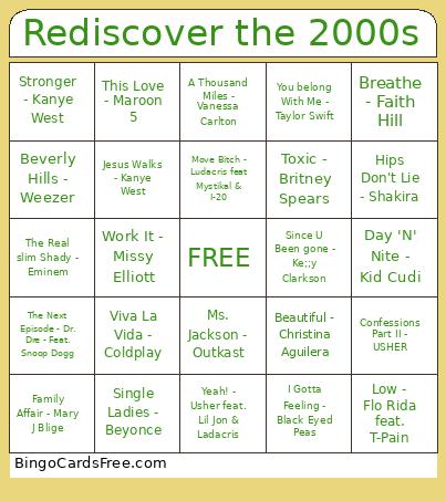 Rediscover the 2000s Bingo