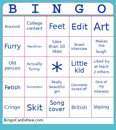Reels Bingo Card