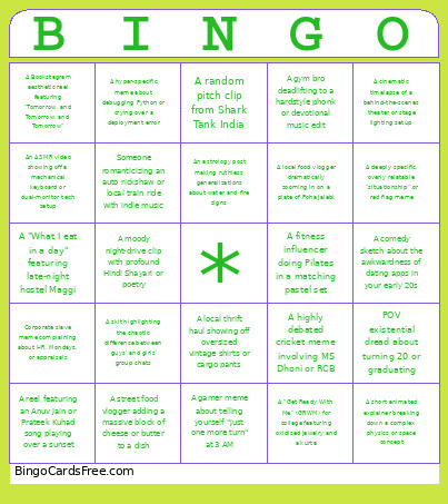 Reels Bingo Card