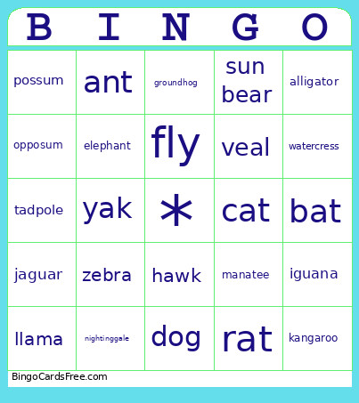 Reference Bingo Card