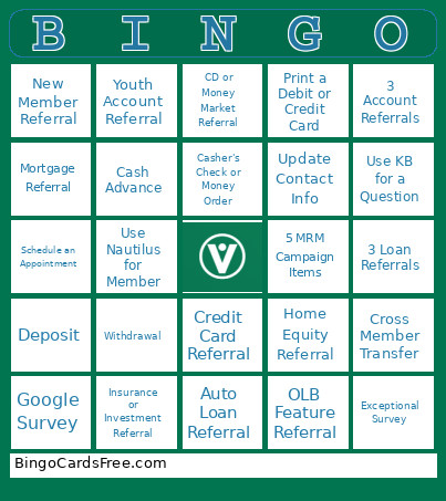 Referral Bingo Card