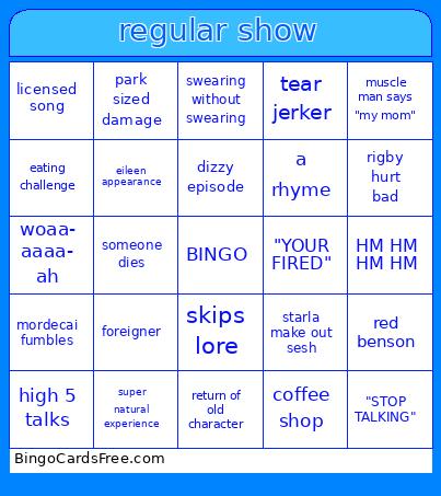 regular show Bingo