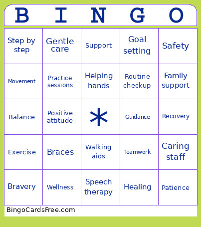 Rehab Bingo Card