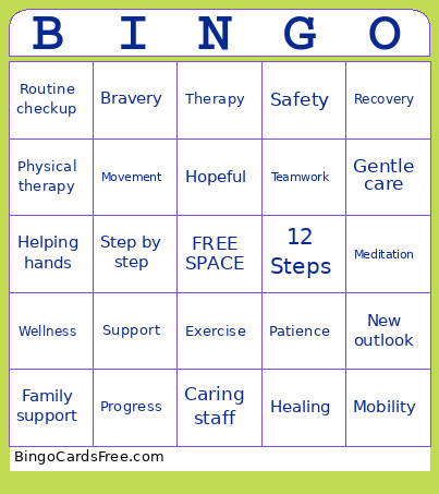 REHAB Bingo Card