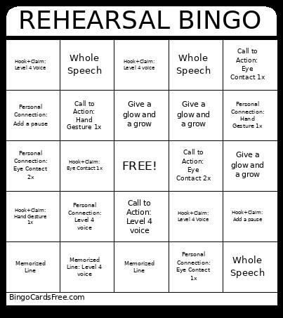 REHEARSAL Bingo Card