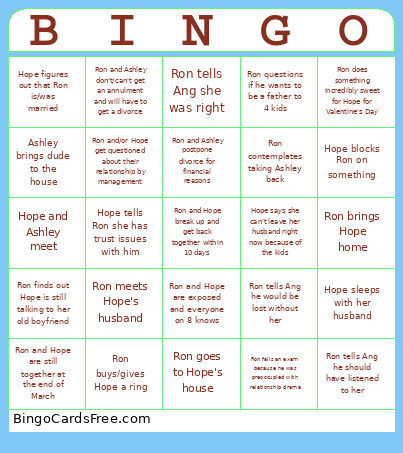 Relationship Bingo Card