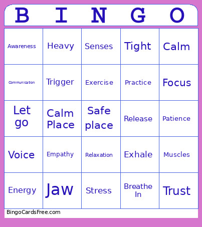 Relaxation Bingo Card