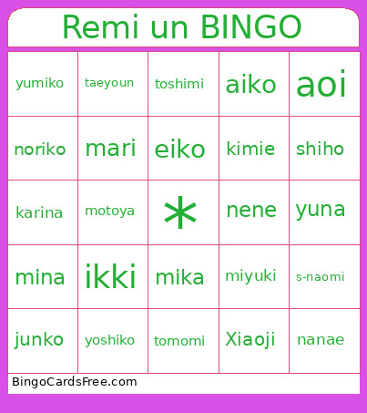 Remi Un Ballet Studio Bingo Card