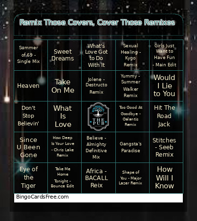 Remix Those Covers, Cover Those Remixes Bingo Card