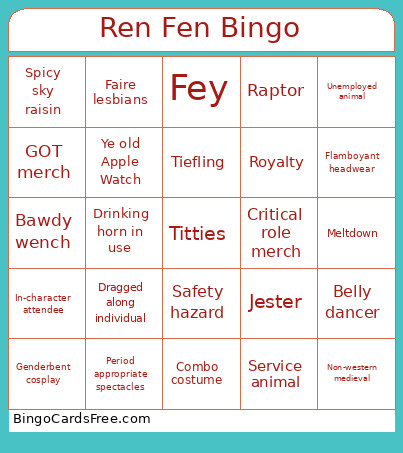 Ren Fen Bingo Card