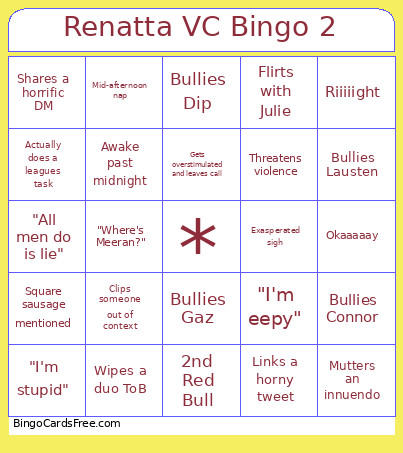 Renatta Week 2 Bingo Card