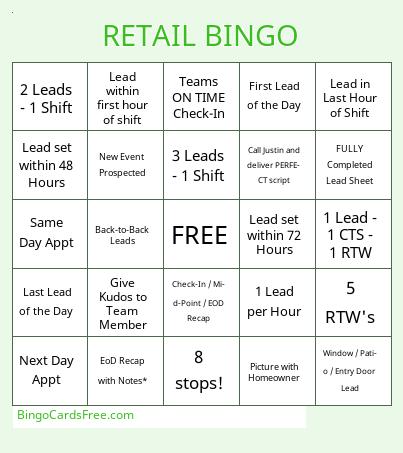 Renewal by Andersen Bingo Cards Free Pdf Printable Game, Title: RETAIL BINGO