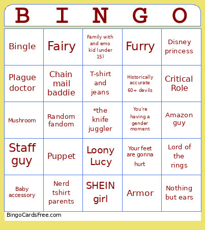 Renfaire NPCs Bingo Card