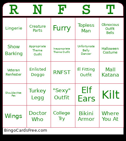 Renfest : A People Watching Aid Bingo Card