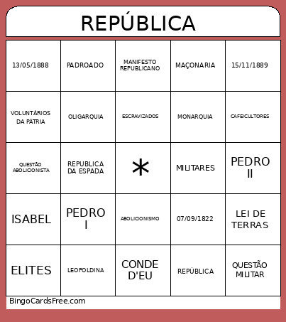 REPÚBLICA Bingo Card