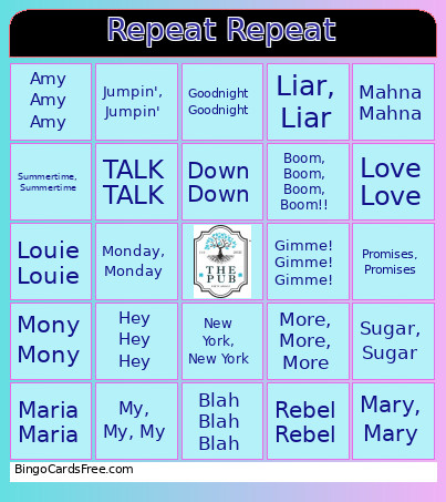 Repeat Repeat Bingo Card