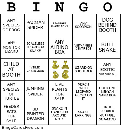 REPTICON FOR GIRLFRIENDS Bingo Card
