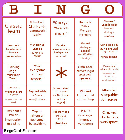 Republic Bingo Card