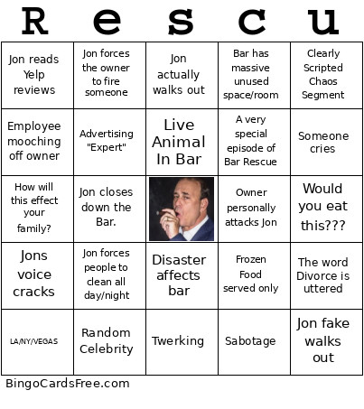 Rescue Bingo Card