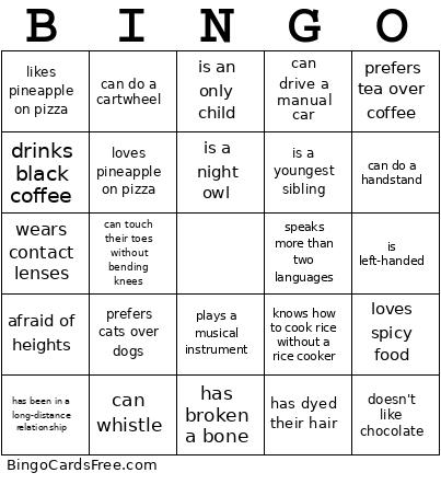 Research Day Away - Human Bingo Card
