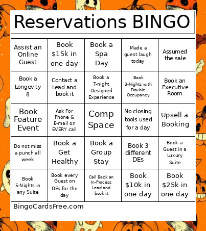 Reservations Bingo Card