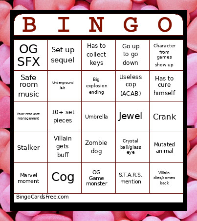 Resident Evil Bingo Card