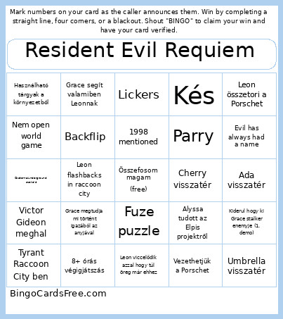 Resident Evil Requiem Bingo Card