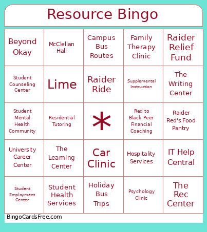 Resource Bingo Card