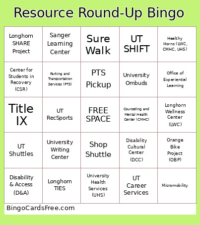 Resource Round-Up Bingo Card