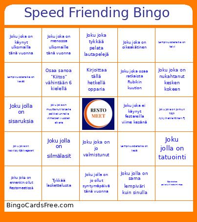 RestoMeet Speed Friending Bingo Card