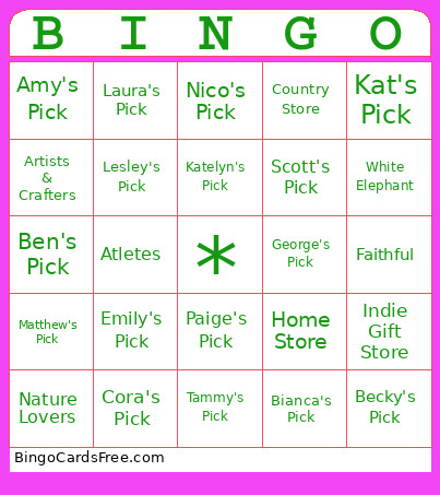 Retail Bingo Card