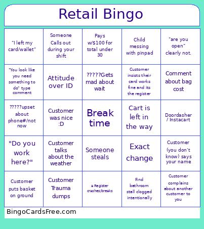 Retail Bingo Card