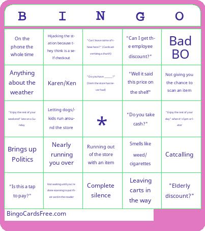 Retail customer Bingo Cards Free Pdf Printable Game, Title: BINGO