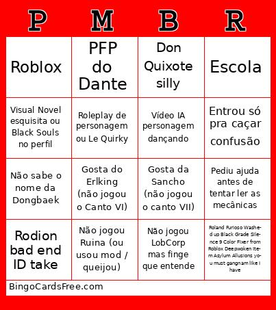 Retardadinhos da PMBR Bingo Cards Free Pdf Printable Game, Title: PMBR