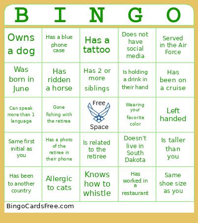 retirement bingo