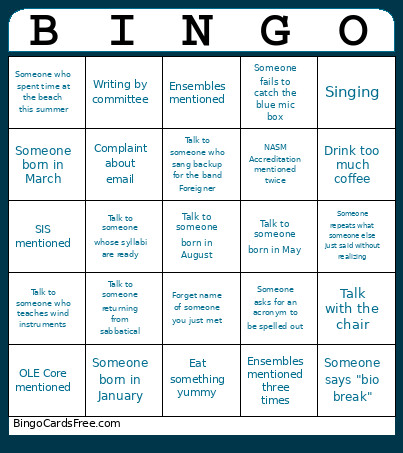 Retreat Bingo Card