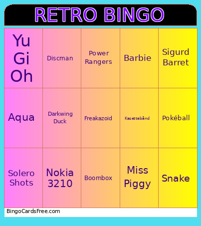 RETRO Bingo Card