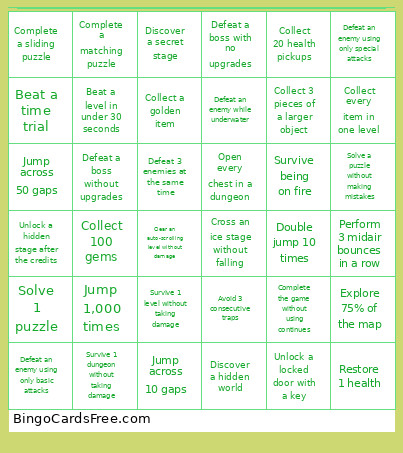 Retro Games Bingo Card