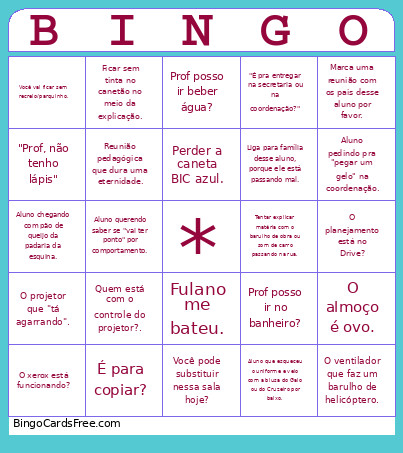 Reunião Pedagógica Bingo Card
