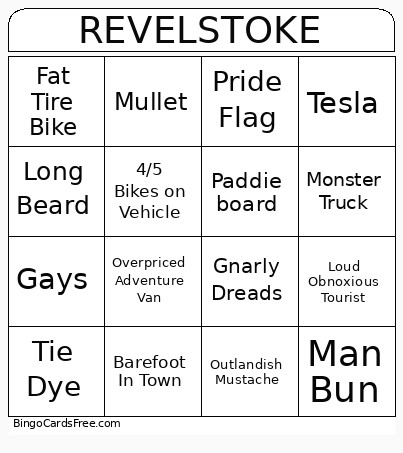 Revelstoke Bingo Card