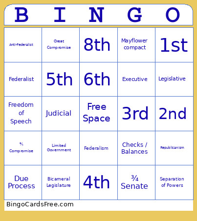 Review Bingo Card