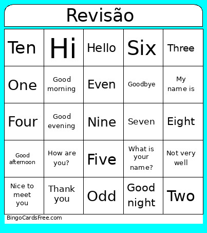 Revisão Bingo Card