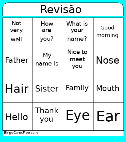 Revisão Bingo Card