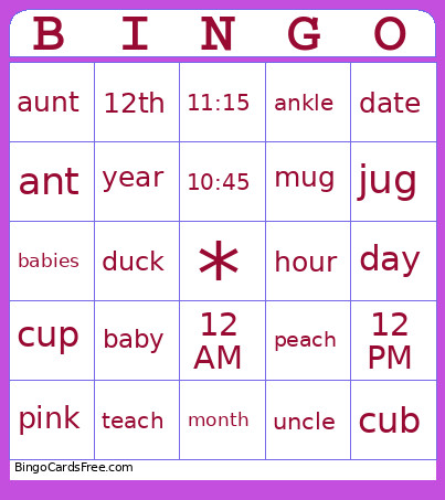 Revision Bingo Card