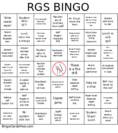RGS Bingo Card